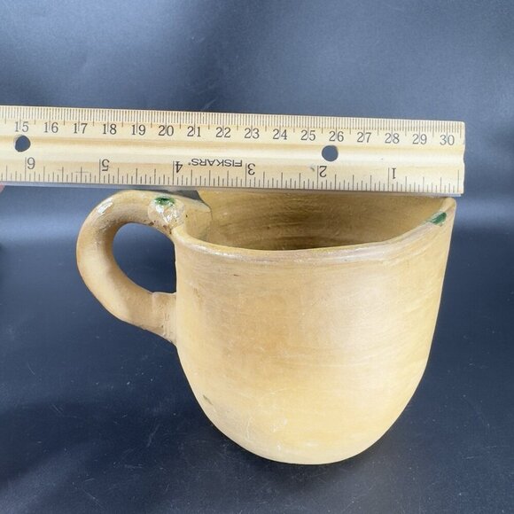 Vintage Stoneware Hand Made Pottery Pitcher Creamer Heart Shaped Green Spots VTG - Picture 4 of 15